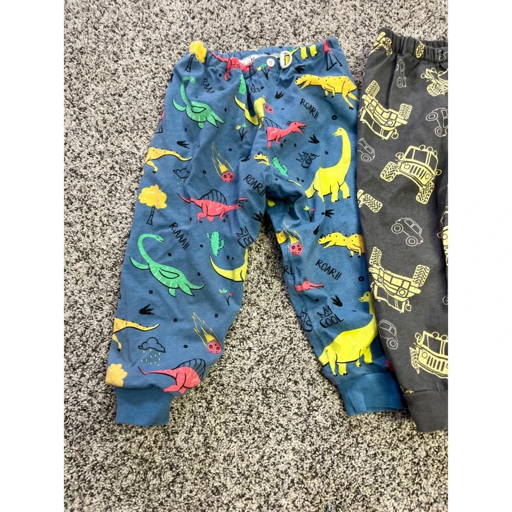 Kids Waterproof Pajama Pants 2 Bundle Dinosaur Truck Print Blue Gray Size 4‎